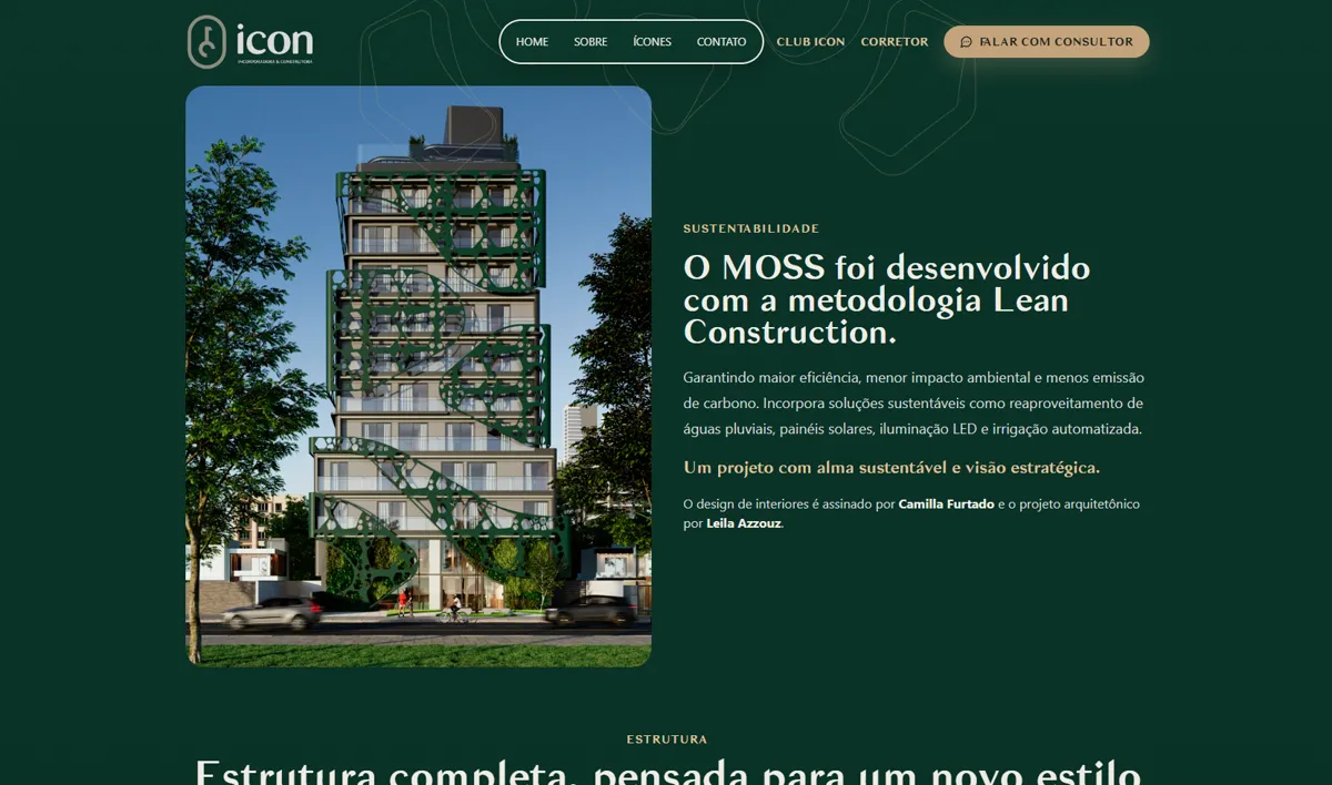 Site da Icon, incorporadora, feito por Jônatas Torres