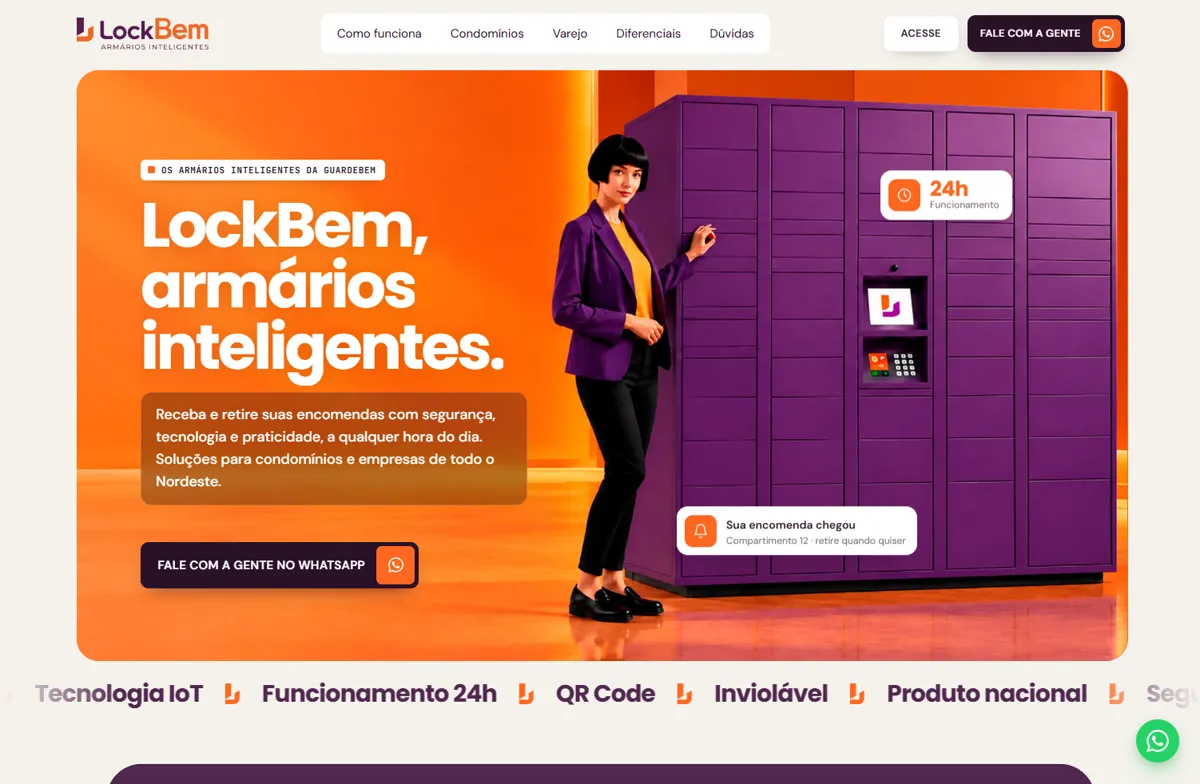 Site da LockBem, armários inteligentes, feito por Jônatas Torres